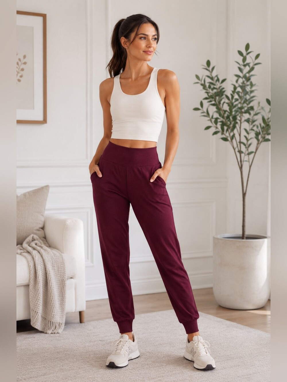 Viodia Maroon Athletic Jogger Leggings